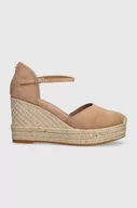 Espadryle damskie - BOSS espadryle zamszowe Madeira damskie kolor beżowy na koturnie 50516717 - Boss - miniaturka - grafika 1