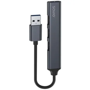 SAVIO HUB USB-A - 3 X USB-A 2.0, 1 X USB-A 3.0, SZARY AK-70 - Kable - miniaturka - grafika 1