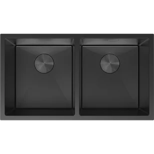 Mexen Binox zlewozmywak stalowy 2-komorowy 800 x 450 mm, czarny - 6421802000-70 - Zlewozmywaki - miniaturka - grafika 1