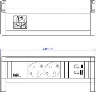 Bachmann BACHMANN DESK 2xzabezpieczony styk 1xUSB A&C, Ładowarka USB 22W, GST18 - Gniazdka elektryczne - miniaturka - grafika 1