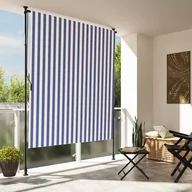Markizy - vidaXL Roleta zewnętrzna, niebiesko-biała, 150x270 cm, tkanina i stal - miniaturka - grafika 1