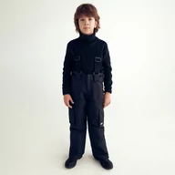 Spodnie i spodenki dla chłopców - Reserved - Odblaskowe spodnie z szelkami - Czarny - miniaturka - grafika 1