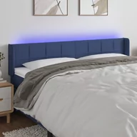 Inne meble do sypialni - vidaXL Zagłówek do łóżka z LED, niebieski, 163x16x78/88 cm, tkanina - miniaturka - grafika 1