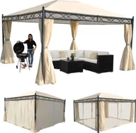 Moskitiery - Pergola Cadiz, pawilon ogrodowy, solidna rama 7 cm ze ścianą boczną + moskitiera ~ kremowy 4x3m - miniaturka - grafika 1