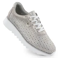 Półbuty damskie - Skórzane półbuty damskie na platformie ażurowe złote S.Barski LR51-927 złoty - miniaturka - grafika 1