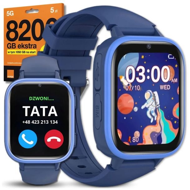 Smartwatch Dla Dzieci Zegarek Dzwonienie Pl Menu Aparat Telefon + Karta Sim