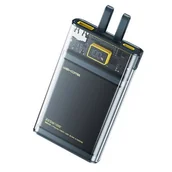 Powerbanki - WEKOME WP-323 Vanguard Series - Power bank 10000 mAh Super Charging z wbudowanym kablem USB-C & Lightning PD 20W + QC 22.5W (Czarny / Przezroczysty) - miniaturka - grafika 1