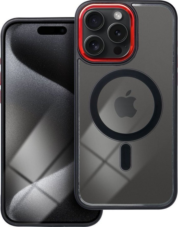 OEM Futerał COLOR EDGE MAG COVER kompatybilny z MagSafe do IPHONE 15 Pro Max czarno czerwony