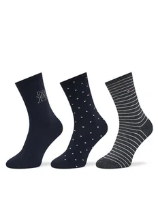 Tommy Hilfiger Zestaw 3 par wysokich skarpet damskich 701236464 Granatowy - Skarpetki damskie - miniaturka - grafika 1