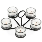 Świeczniki - Świecznik Metalowy Czarny Stojak na Świeczki Tealight Stół Dekoracyjny - miniaturka - grafika 1