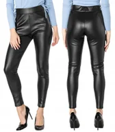 Spodnie damskie - Czarne Spodnie Rurki Damskie EkoSkóra 202122 r S/M - miniaturka - grafika 1