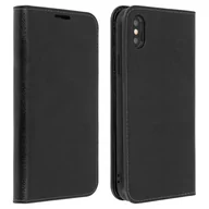 Etui i futerały do telefonów - Etui Folio z prawdziwej skóry iPhone XS Max z uchwytem na kartę Podstawka wideo w kolorze czarnym - miniaturka - grafika 1