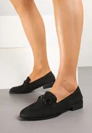 Mokasyny damskie - Czarne Mokasyny Vices ze Skórzaną Wkładką i Ozdobną Aplikacją Delainora - miniaturka - grafika 1