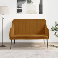 Ławki do przedpokoju - vidaXL Ławka, brązowa, 110x76x80 cm, obita aksamitem - miniaturka - grafika 1
