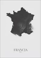 Plakaty - Francja mapa czarno biała - plakat Wymiar do wyboru: 29,7x42 cm - miniaturka - grafika 1