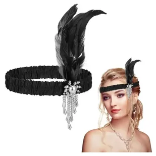 Opaska Z Piórami Charlestone Z Piórkiem Retro Lata 20 - Dodatki do strojów karnawałowych - miniaturka - grafika 1