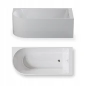 Wanny - CORCIANO Wanna wolnostojąca przyścienna NAROŻNA PORTO PRAWA 170 x 80 x 58 cm ze srebrnymi dodatkami - miniaturka - grafika 1
