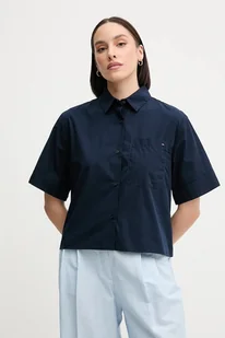 Tommy Hilfiger koszula bawełniana damska kolor granatowy relaxed z kołnierzykiem klasycznym WW0WW44717 - Koszule damskie - miniaturka - grafika 1