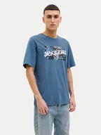 Koszulki męskie - Jack&Jones T-Shirt Hawaii 12269324 Niebieski Standard Fit - miniaturka - grafika 1