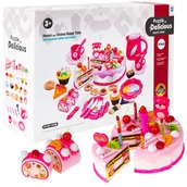 Zabawy w naśladowanie dorosłych - Tort Urodzinowy Do Krojenia Na Rzepy Zestaw Dla Dzieci Świeczki + Akcesoria - miniaturka - grafika 1