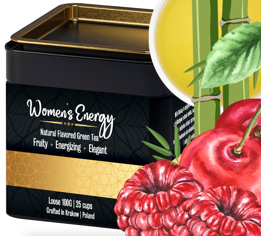 Zielona Herbata w Puszce 100g Na Dzien Kobiet Mate Bambus Czerwone Owoce Naturalne Aromaty