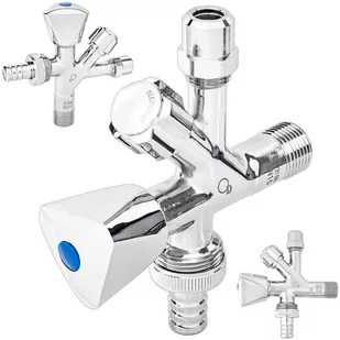 Zawór zaporowy kątowy grzybkowy kombi 1/2x3/4 do pralki zmywarki DIAMOND - Akcesoria hydrauliczne - miniaturka - grafika 1