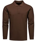 Koszulki męskie - Longsleeve polo premium brązowy Recea - miniaturka - grafika 1