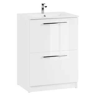 Szafka łazienkowa z umywalką stojąca pod umywalkę biała połysk zestaw 60 cm - Szafki łazienkowe Szafka łazienkowa z umywalką stojąca pod umywalkę biała połysk zestaw 60 cm - Szafki łazienkowe - miniaturka - grafika 1