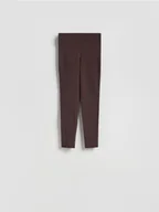 Spodnie damskie - Reserved - Bawełniane legginsy - ciemnobrązowy - miniaturka - grafika 1