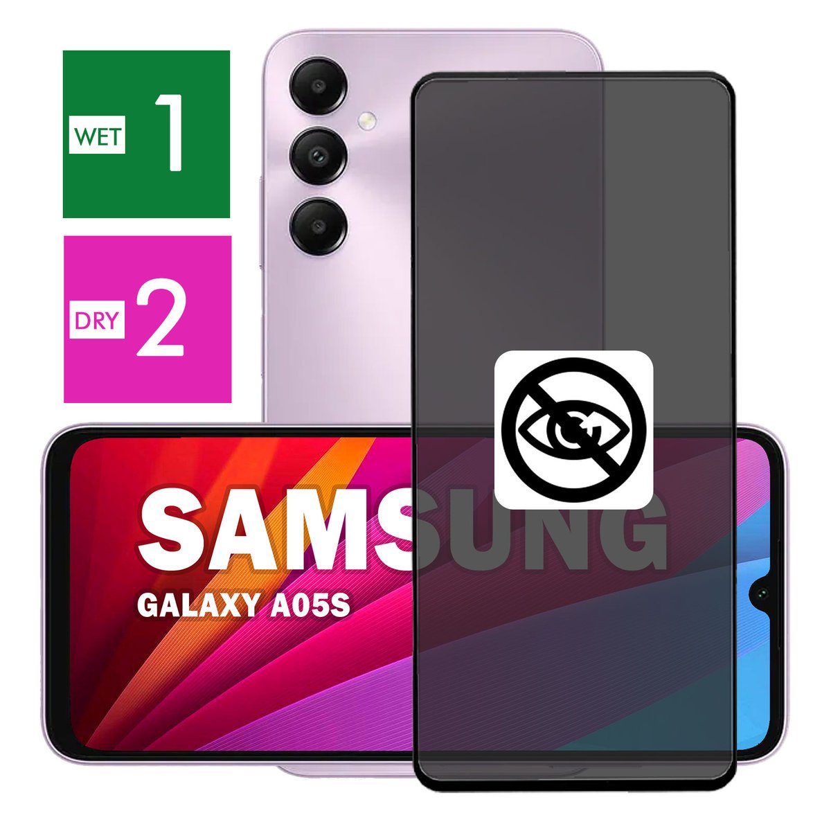 SZKŁO DO SAMSUNG GALAXY A05S PRYWATYZUJĄCE ANTYSZPIEGOWSKIE CAŁY EKRAN 5D