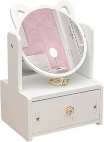 INF Lustro toaletkowe z szufladami, małe, okrągłe, z dwiema szufladami model 2