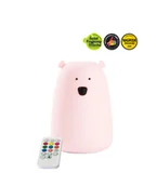 Łamigłówki - Miś Duży Lampka Silikonowa z Pilotem Różowa - miniaturka - grafika 1