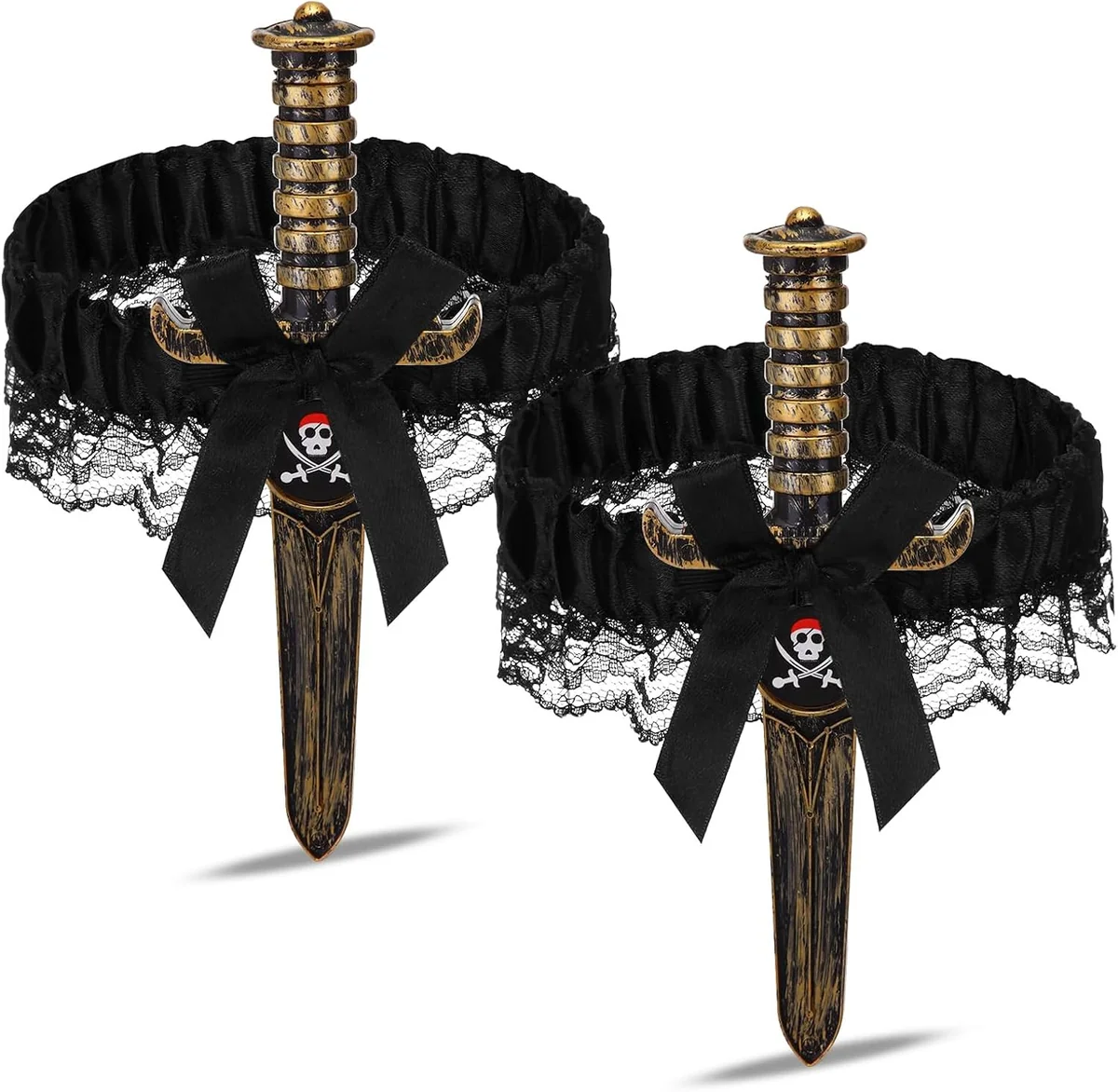 PODWIĄZKI 2 SZTUKI PIRACKIE KORONKOWE DAMSKIE AKCESORIA HALLOWEEN COSPLAY