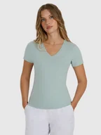 Koszulki i topy damskie - 4F T-shirt slim gładki damski - turkusowy L - miniaturka - grafika 1