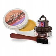 Środki do obuwia i ubrań - Tłuszcz do Butów Skórzanych ze Szczotką i Pasta Ciemny Brąz Palc Zestaw 3w1 - miniaturka - grafika 1