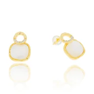 Kolczyki - Srebrne pozłacane kolczyki z masą perłową sztyfty pr. 925 - miniaturka - grafika 1