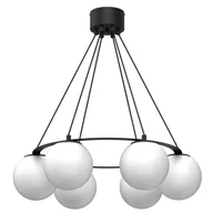 Lampy sufitowe - Pozioma obręcz wisząca z białymi kloszami LX 5586 z serii BALLO - miniaturka - grafika 1