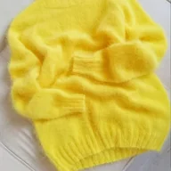 Swetry damskie - TEMU Elegancki Sweter Damski z Wysokim Kołnierzem i Długimi Rękawami - Jaskrawy Żółty Oversize'owy ze Zmiotkowaną , Przytulny na Każdym Sezonie do - miniaturka - grafika 1