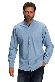 Koszule męskie - JP 1880 Męska koszula jeansowa, denim, długi rękaw, stójka, nowoczesny krój, jasnoniebieska, 3XL, jasnoniebieski, 3XL - grafika 1