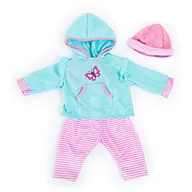Koszulki i topy damskie - Bayer Design 84675AA Ubranka dla lalek 40-46 cm, zestaw spodni, topu i czapki, turkusowy, różowy, motylkiem - miniaturka - grafika 1