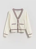 Swetry dla dziewczynek - Reserved - Kardigan z wiskozą - złamana biel - miniaturka - grafika 1