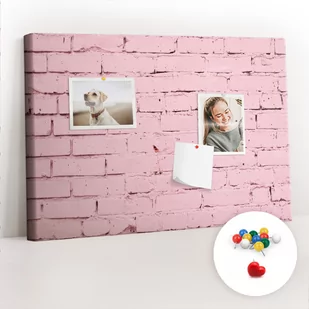 Szkolna Tablica korkowa 60x40 cm, Kolorowe Pinezki, wzór Cegły ściana - Tablice i flipcharty - miniaturka - grafika 1