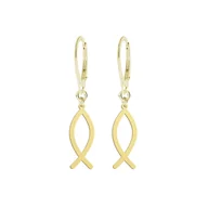 Kolczyki - Kolczyki Pozłacane z Rybą Ichtys - miniaturka - grafika 1