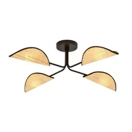 Lampy sufitowe - Emibig Gomez lampa sufitowa 4-punktowa czarna/rattan 1172/4 - miniaturka - grafika 1