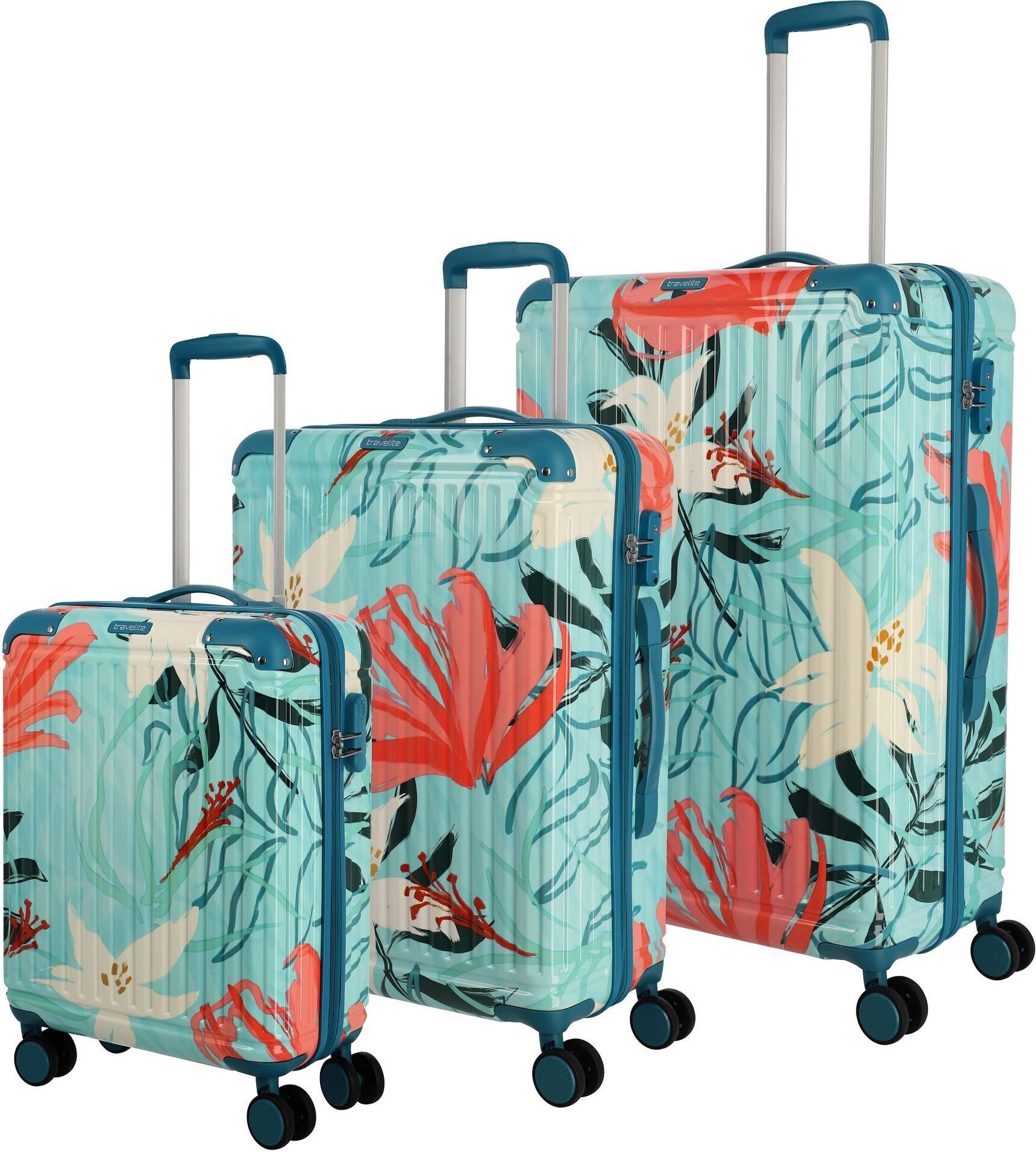 travelite Cruise 4W Trolley L / M / S Torba podróżna Turquoise Lily turkusowy 75cm
