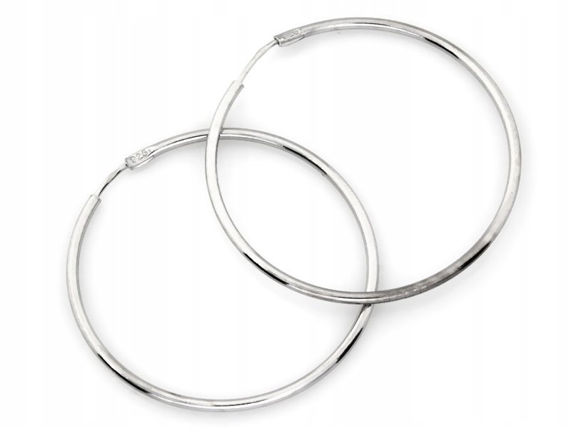 Kolczyki 925 Srebro Rodowane Koła 25mm Szarniry 0.85g Damskie Na Prezent