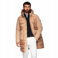 Kurtki męskie - Długa pikowana kurtka męska z dużymi kieszeniami beżowa V2 OM-JALJ-0308 M - miniaturka - grafika 1