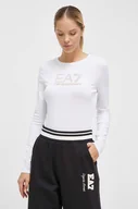 Bluzki damskie - EA7 Emporio Armani longsleeve damski kolor biały - miniaturka - grafika 1