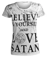 Bluzki damskie - bluzka damska AMENOMEN - BELIEVE... (OMEN124DA WHITE ALLPRINT BLACK)-XL - miniaturka - grafika 1