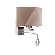 Lampy ścienne - Kinkiet LYSNE Messa, 60 W, E27, beżowy/chrom, 23x22,5 cm - miniaturka - grafika 1